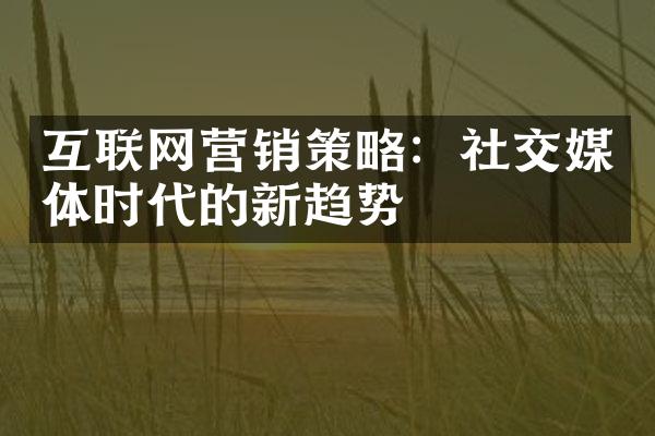 互联网营销策略：社交媒体时代的新趋势