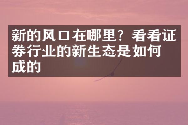 新的风口在哪里？看看证券行业的新生态是如何生成的