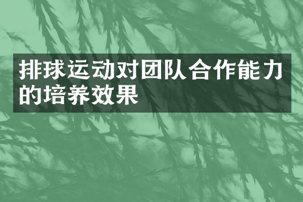 排球运动对团队合作能力的培养效果