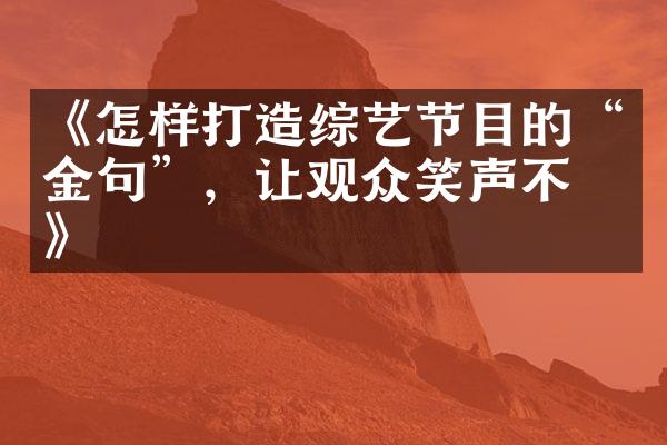 《怎样打造综艺节目的“金句”，让观众笑声不断》