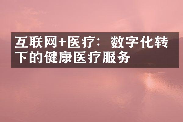 互联网+医疗：数字化转型下的健康医疗服务