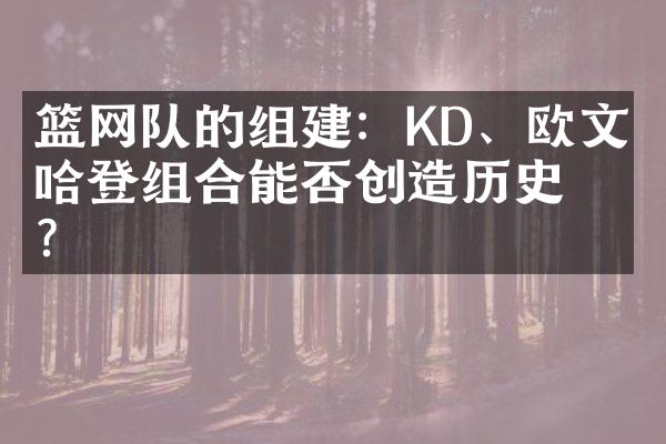 篮网队的组建：KD、欧文和哈登组合能否创造历史？