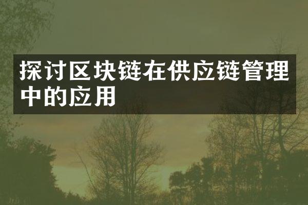 探讨区块链在供应链管理中的应用