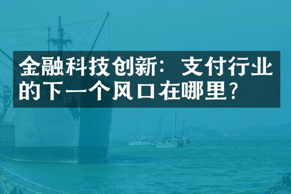 金融科技创新：支付行业的下一个风口在哪里？