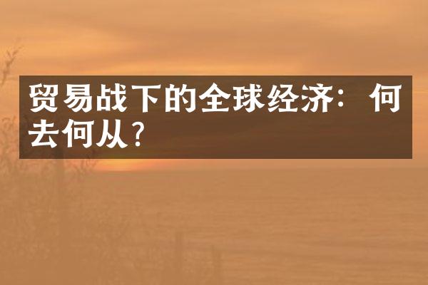 贸易战下的全球经济：何去何从？