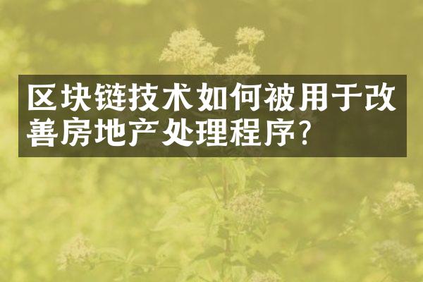 区块链技术如何被用于改善房地产处理程序？