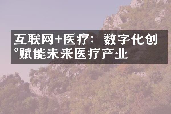 互联网+医疗：数字化创新赋能未来医疗产业