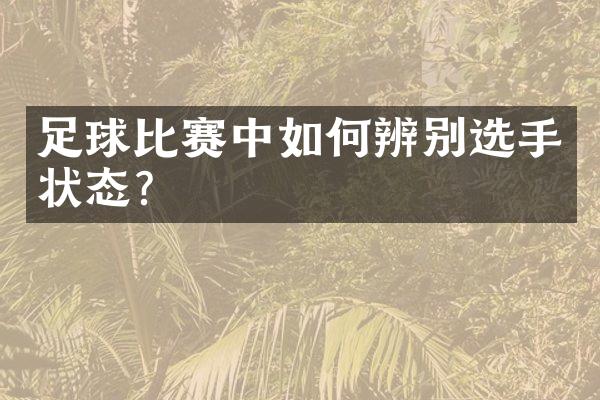 足球比赛中如何辨别选手状态？