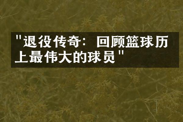 "退役传奇：回顾篮球历史上最伟大的球员"