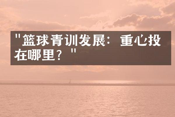 "篮球青训发展：重心投放在哪里？"