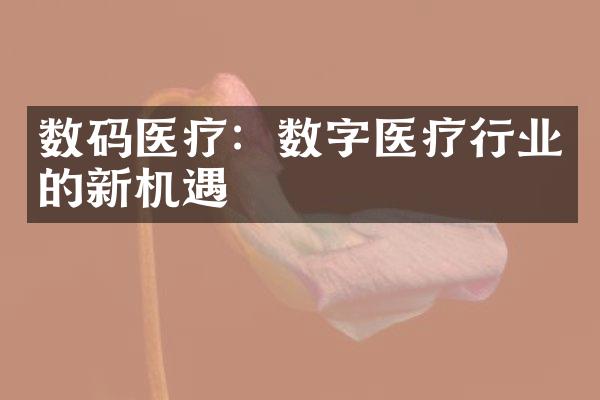 数码医疗：数字医疗行业的新机遇