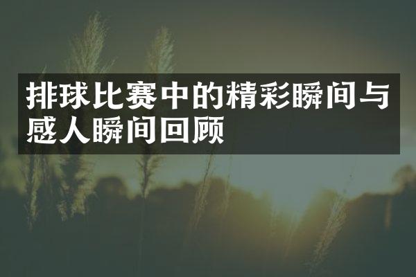 排球比赛中的精彩瞬间与感人瞬间回顾