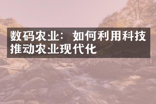 数码农业：如何利用科技推动农业现代化