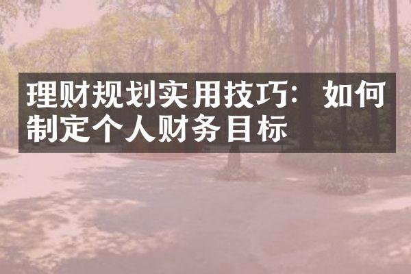 理财规划实用技巧：如何制定个人财务目标