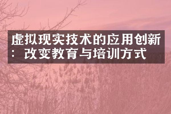 虚拟现实技术的应用创新：改变教育与培训方式