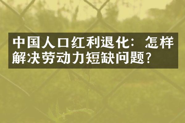 中国人口红利退化：怎样解决劳动力短缺问题？