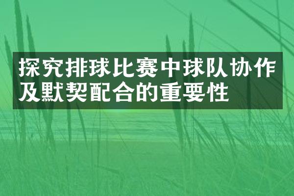 探究排球比赛中球队协作及默契配合的重要性