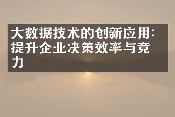 大数据技术的创新应用：提升企业决策效率与竞争力