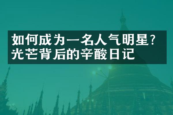 如何成为一名人气明星？光芒背后的辛酸日记