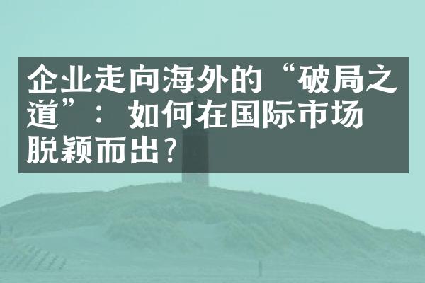 企业走向海外的“破局之道”：如何在国际市场上脱颖而出？