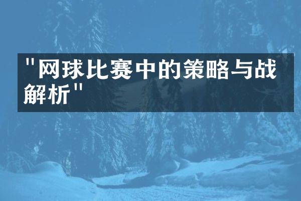 "网球比赛中的策略与战术解析"