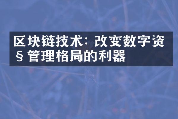 区块链技术: 改变数字资产管理格局的利器