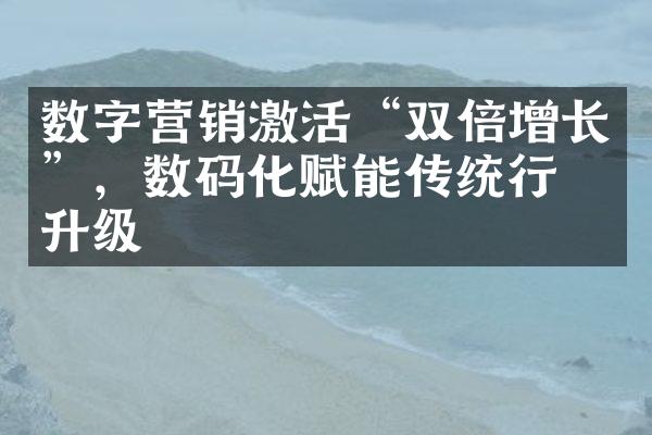 数字营销激活“双倍增长”，数码化赋能传统行业升级