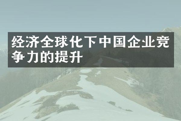 经济全球化下中国企业竞争力的提升