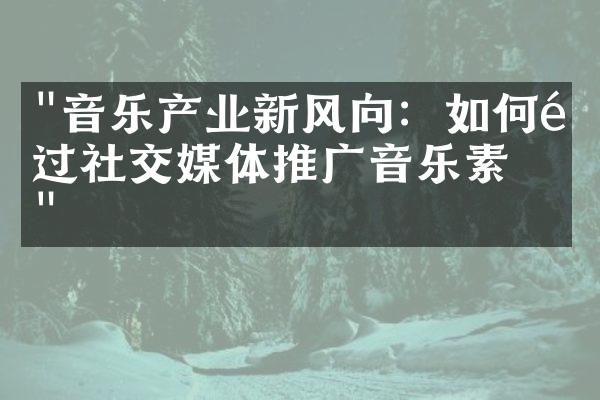 "音乐产业新风向：如何通过社交媒体推广音乐素材"