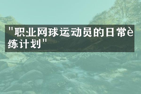 "职业网球运动员的日常训练计划"