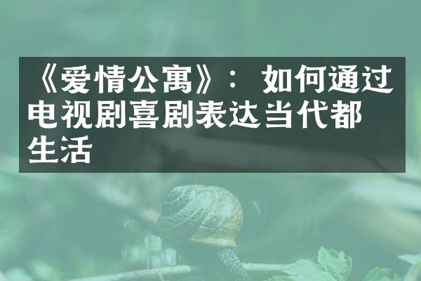 《爱情公寓》：如何通过电视剧喜剧表达当代都市生活