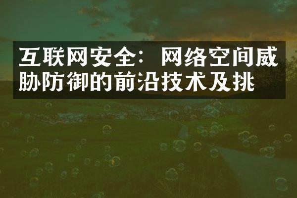 互联网安全：网络空间威胁防御的前沿技术及挑战