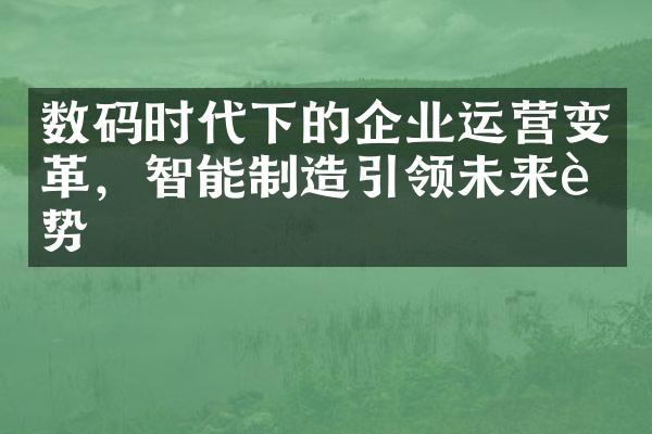 数码时代下的企业运营变革，智能制造引领未来趋势