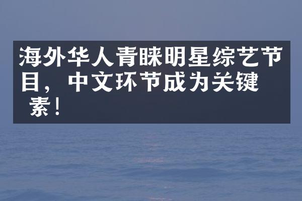 海外华人青睐明星综艺节目，中文环节成为关键因素！