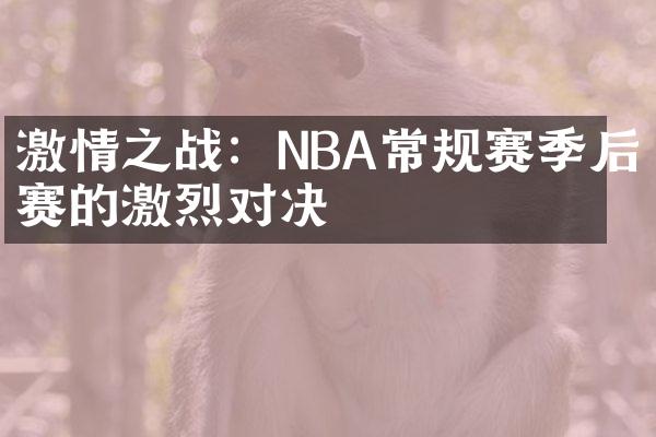 激情之战：NBA常规赛季后赛的激烈对决