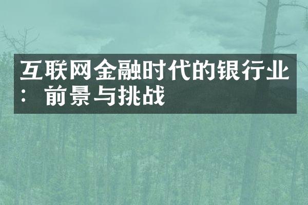 互联网金融时代的银行业：前景与挑战