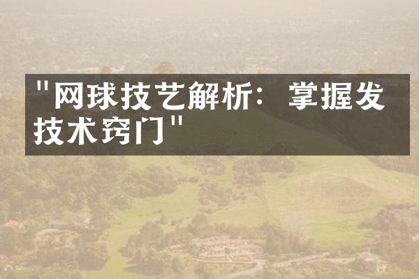 "网球技艺解析：掌握发球技术窍门"