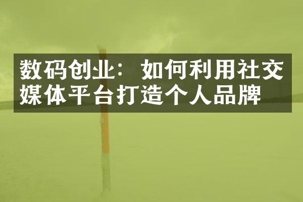 数码创业：如何利用社交媒体平台打造个人品牌