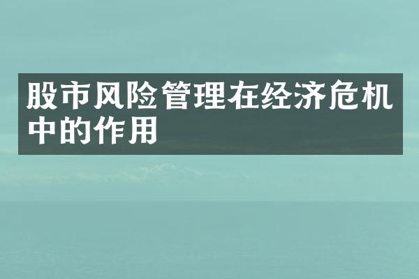 股市风险管理在经济危机中的作用