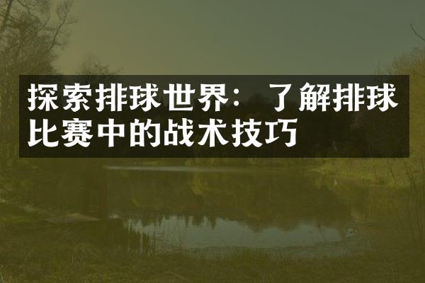 探索排球世界：了解排球比赛中的战术技巧