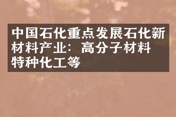 中国石化重点发展石化新材料产业：高分子材料、特种化工等