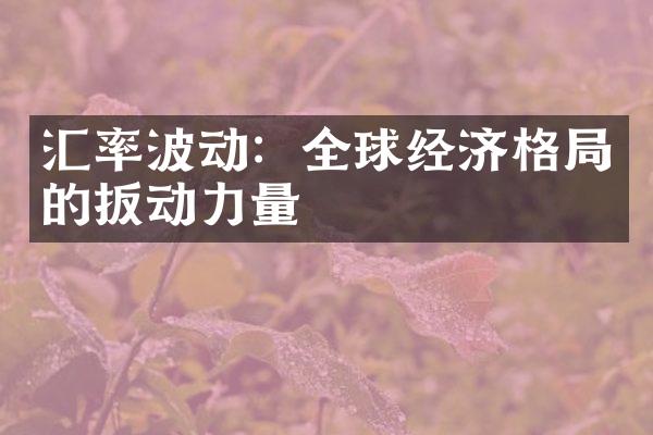 汇率波动：全球经济格局的扳动力量