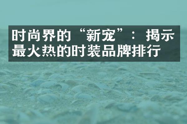 时尚界的“新宠”：揭示最火热的时装品牌排行榜