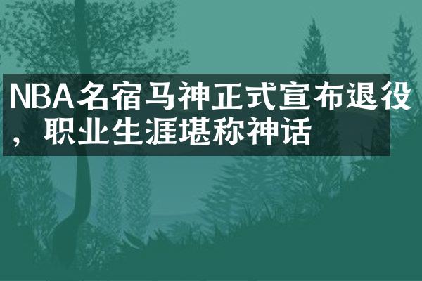 NBA名宿马神正式宣布退役，职业生涯堪称神话