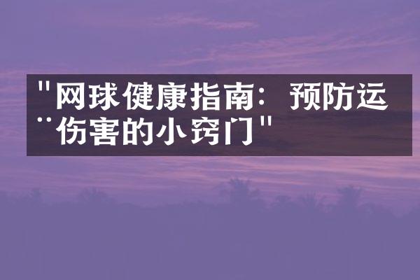 "网球健康指南：预防运动伤害的小窍门"