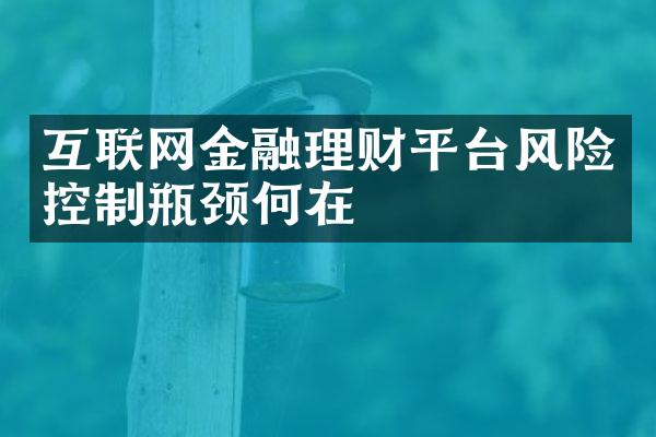 互联网金融理财平台风险控制瓶颈何在