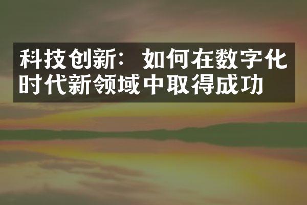 科技创新：如何在数字化时代新领域中取得成功？