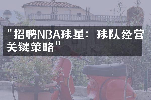 "招聘NBA球星：球队经营的关键策略"