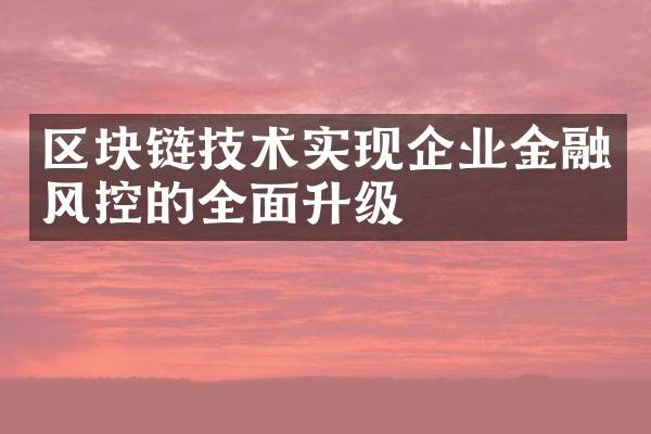 区块链技术实现企业金融风控的全面升级