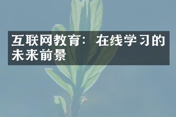 互联网教育：在线学的未来前景